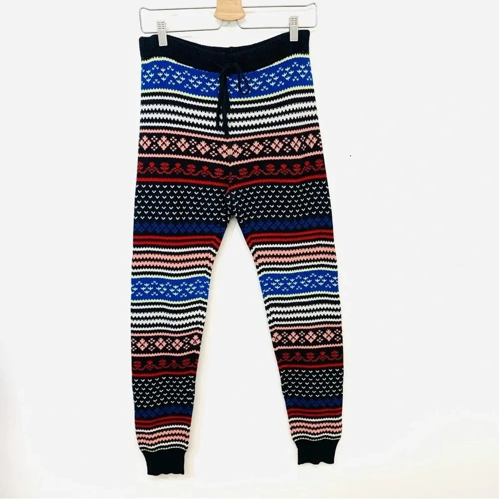 American Eagle Knit Joggers Woman Medum  Drawstring Fair Isle  Colorful  Stretch
